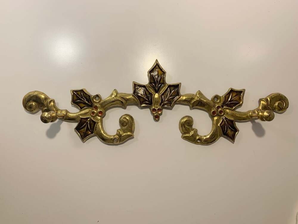 Brass Christmas Vintage Holly Coat hanger